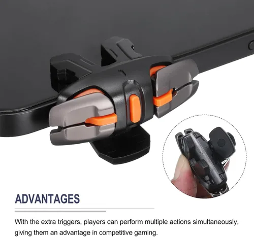 Miniatura 4 de MECCANIXITY Controlador de juego móvil con disparador de juegos, 1 par de llaves de fuego de un solo disparo de seis dedos, color negro universal