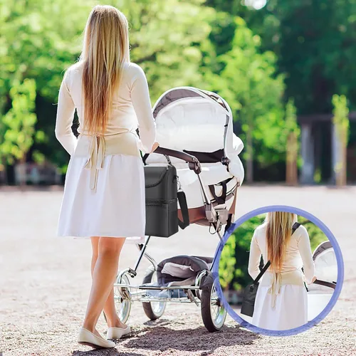 Miniatura 7 de Bolsa enfriadora de leche materna - Bolsa enfriadora para madres lactantes multifunción, bolsa térmica con aislamiento para biberones con Todo negro