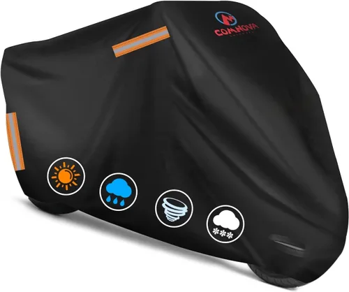 Miniatura 9 de Comnova - Funda para motocicleta de 81 pulgadas, 600D, impermeable, con orificio de bloqueo, ajuste universal para Harley, Honda, Kawasaki