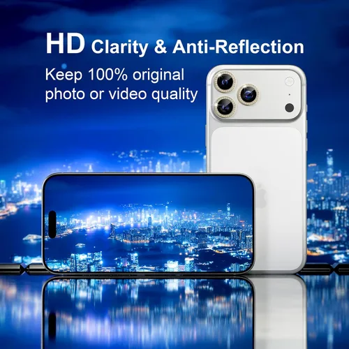 Miniatura 4 de Misea Compatible con iPhone 17 Pro/iPhone 17 Pro Max Protector de Lente de Cámara Brillante, Vidrio Templado 9H Cubierta de Cámara Protector