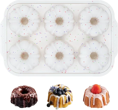 Miniatura 10 de FUNBAKY Moldes de silicona con marco reforzado de metal en forma de corazón, 10 pulgadas, moldes antiadherentes para moldes para pasteles