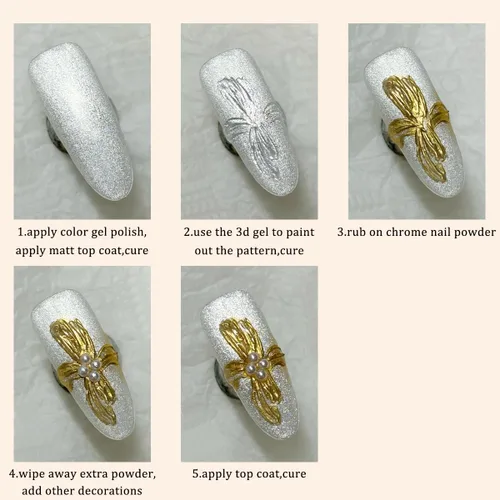 Miniatura 6 de Fcozpjk Gel de efecto cromado 3D, gel de escultura semisólido que no se limpia para frotar polvo de uñas cromado, geles de pintura transparente