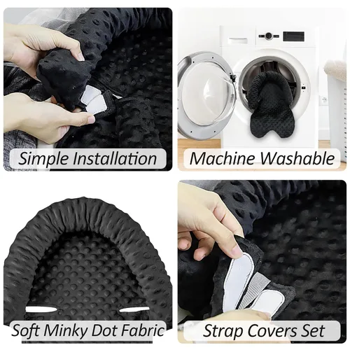 Miniatura 3 de Pea Pod Asiento de automóvil para bebé con soporte para la cabeza y el cuerpo con 2 fundas de correa, respaldo de tela de punto minky ultra suave