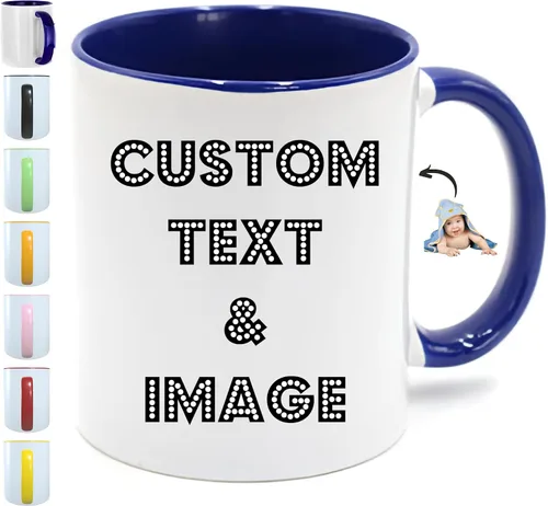 Taza personalizada con imágenes, taza de café personalizada con foto, texto, logotipo, regalos personalizados para hombres y mujeres, taza de té Azul