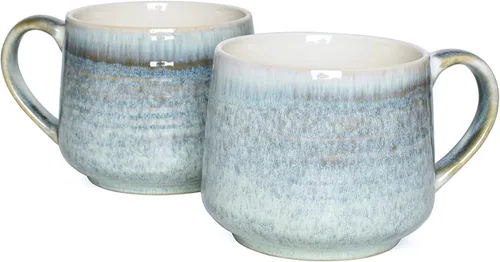 Miniatura 7 de Bosmarlin Juego de 2 tazas grandes de cerámica para café con leche, 18 onzas, taza de té grande de cerámica amarilla para oficina y hogar, apta