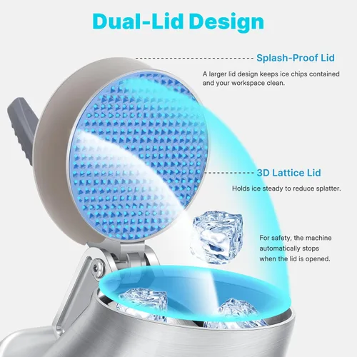 Miniatura 7 de Máquina de afeitar de hielo portátil inalámbrica, 178 libras/h de doble hoja y una sola batería Máquina trituradora de hielo a batería de 180 W