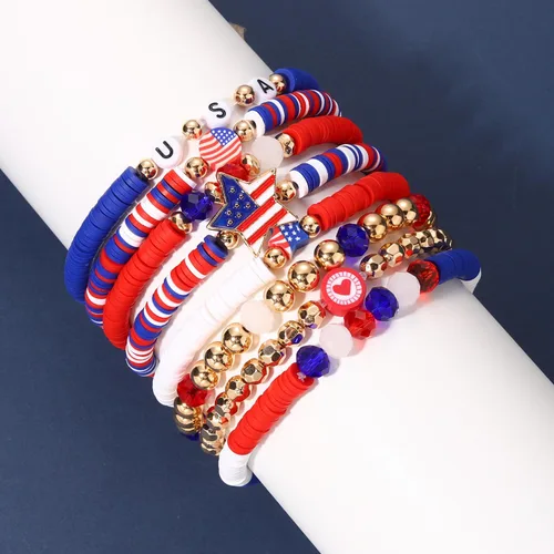 Miniatura 71 de Surfer Heishi - Pulseras apilables para mujer, apilables, de vinilo arcoíris, disco de arcilla, pulseras elásticas para la amistad, joyería bohemia