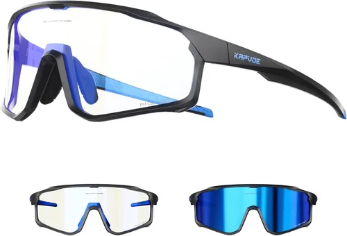 KAPVOE Gafas de ciclismo fotocromáticas para hombres y mujeres, gafas de sol para bicicleta de montaña MTB, deportes, transición, triatlón, carrera