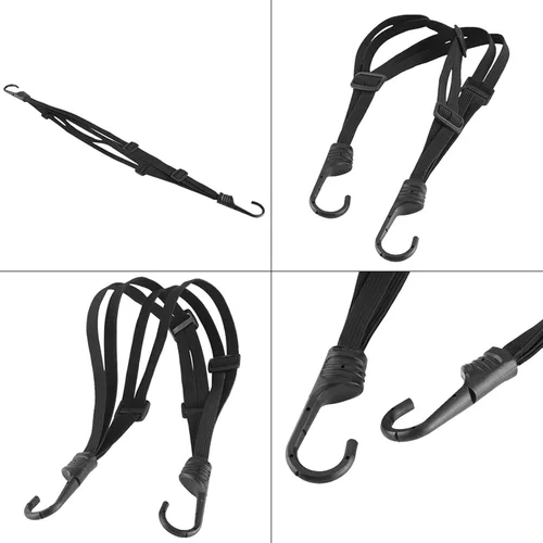 Miniatura 8 de Watris Veiyi Cuerda para casco, 63cm/24.8" correa para casco de motocicleta, correa elástica retráctil negra para equipaje con ganchos