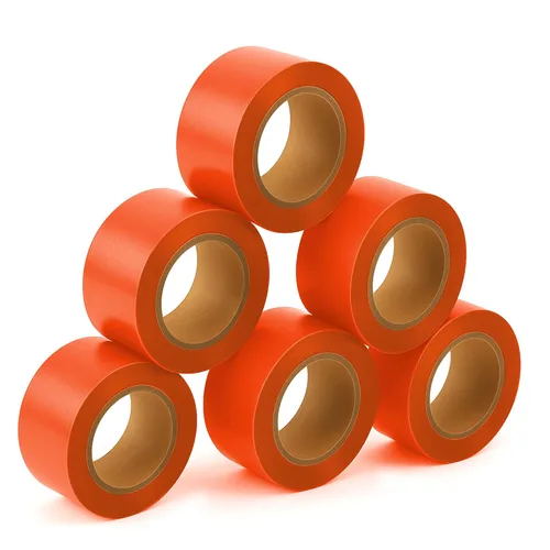 SINGHAL Paquete de 5 cintas de señalización naranja, 1 pulgada x 750 pies de longitud, cinta de levantamiento altamente visible para marcar y