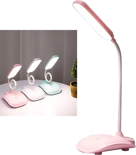 Miniatura 11 de Lámpara de escritorio LED, control táctil, temperatura de color de tres niveles, carga USB, lámpara de mesa, luz de lectura para dormitorio, Blanco