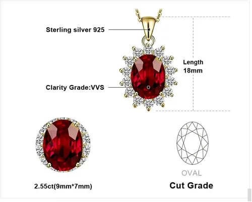 Miniatura 33 de JewelryPalace Princess Diana Kate Middleton Natural Amethyst Citrine Garnet Peridot Topaz Created Ruby Sapphire Simulated Emerald Pendant Necklace