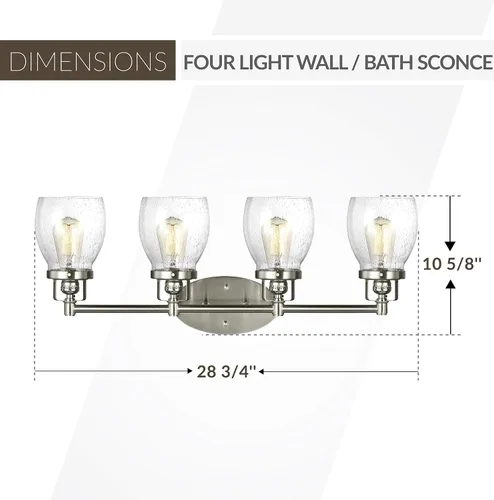 Miniatura 3 de Sea Gull Lighting 4114501-782 Belton - Lámpara de pared o bañera con pantalla de cristal transparente de seda, acabado en bronce, 4414504-962