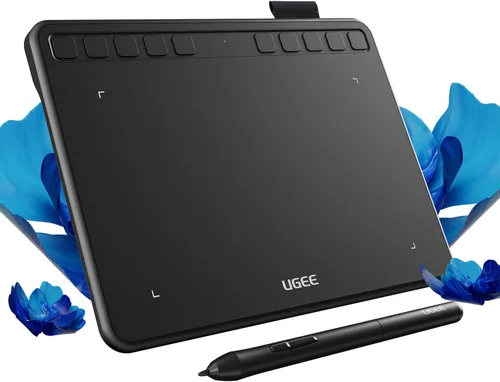 UGEE S640 - Tableta de dibujo digital con 10 teclas de acceso rápido, tableta de 6.5 x 4 pulgadas con 8192 niveles de lápiz capacitivo sin batería,