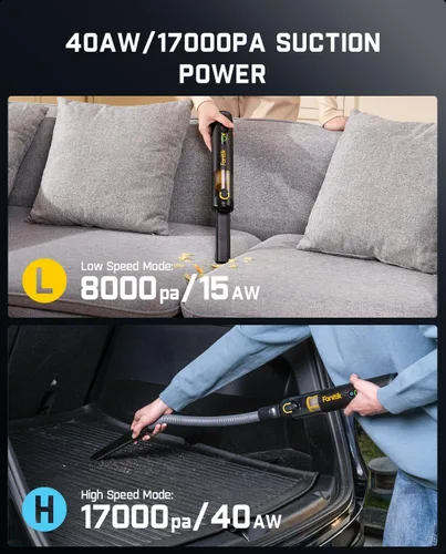 Miniatura 4 de Fanttik Slim V10 Mate - Aspiradora inalámbrica para automóvil, mini aspiradora portátil 4 en 1, potencia de succión de 17000 pa, pantalla