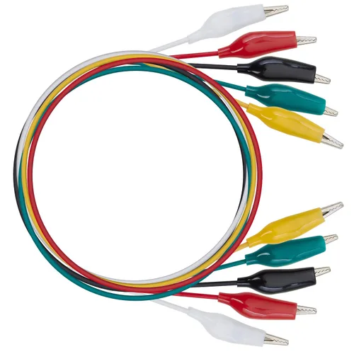 Miniatura 5 de WGGE WG-026 Juego de cables de prueba de 10 piezas y 5 colores y clips de cocodrilo, cable de cobre de 20.5 pulgadas/22 AWG. Los clips soldados