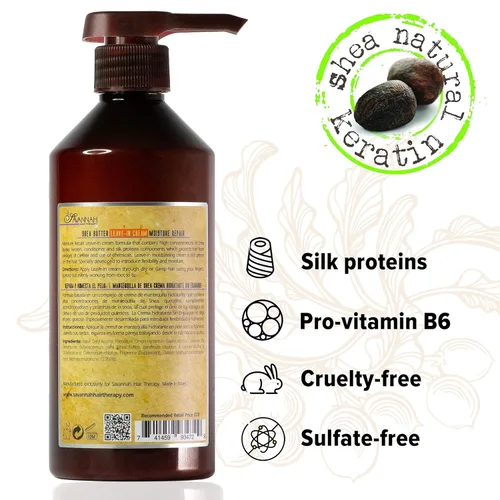 Miniatura 10 de Savannah Hair Therapy Acondicionador en crema sin enjuague para cabello seco dañado y teñido con manteca de karité, queratina y proteína de seda