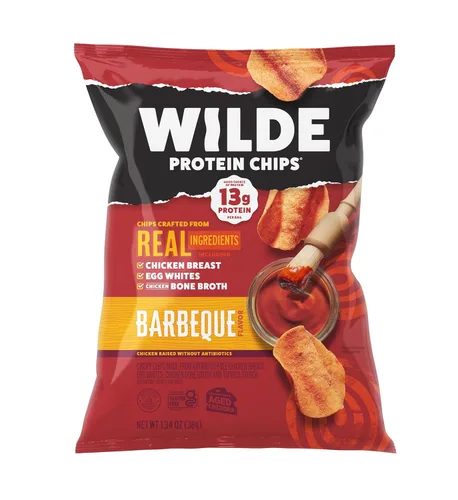 WILDE Chips de Proteína Barbacoa, Aperitivos Delgados y Crujientes Altos en Proteína, Keto Friendly, Chips Bajos en Carbohidratos, Ingredientes
