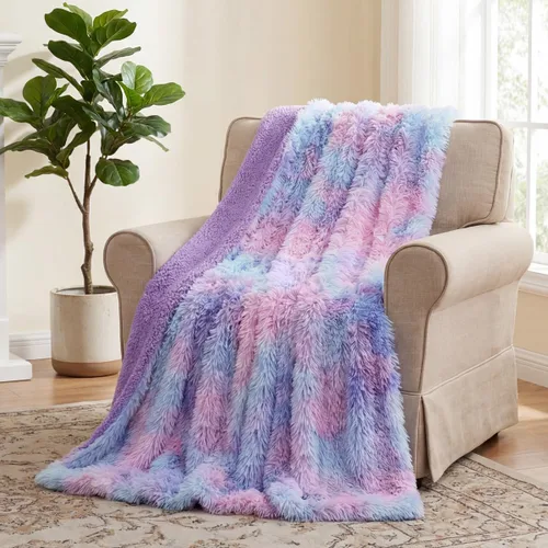 Miniatura 5 de KAWAHOME Manta de piel sintética para cama, ultra suave, cálida, lanuda y esponjosa para sofá, ropa de cama afelpada, acogedora y lujosa