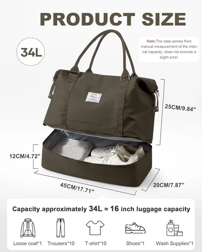 Miniatura 58 de Bolsa de viaje para mujer, bolsa deportiva para gimnasio, H-Negro
