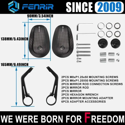 Miniatura 4 de FENRIR Espejos de extremo de manillar de aleación de aluminio CNC Cafe Racer Retro negros para motocicleta, espejos laterales de 22 mm, 7/8