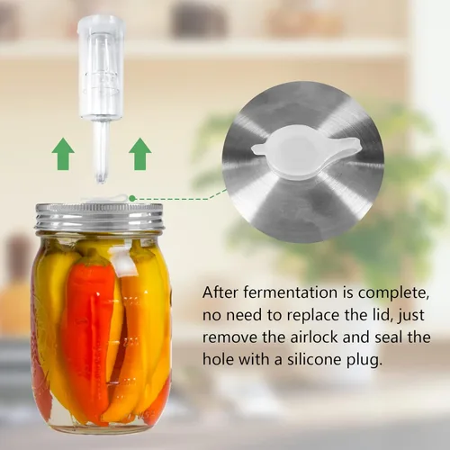 Miniatura 8 de Artcome Kit de fermentación de 28 piezas, 5 tapas de fermentación de acero inoxidable, 5 pesos de vidrio, 5 esclusas de aire, 6 anillos de silicona