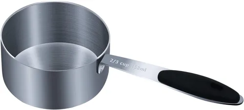 Miniatura 11 de LEIFENY 1 taza medidora individual de 3/4 tazas (6.0 fl oz, 6 onzas) con agarre de silicona negra, cucharada individual de acero inoxidable