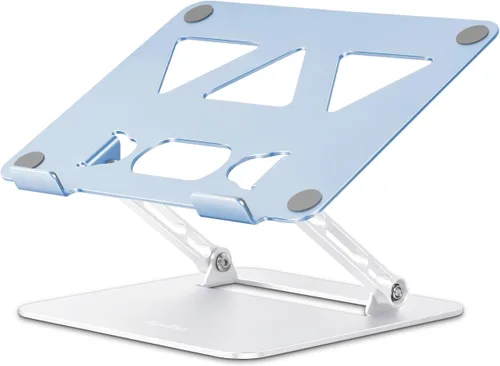 Miniatura 12 de Aoviho Soporte ajustable para laptop para escritorio, soporte portátil y elevador, soporte plegable de aluminio para computadora portátil para Negro