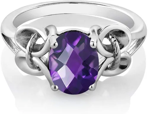 Miniatura 90 de Gem Stone King Anillo de compromiso ovalado con piedra natal para mujer, plata de ley 925, ovalado de 0.354 x 0.276 in, anillo de compromiso
