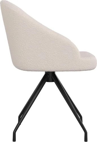 Miniatura 11 de Martha Stewart Silla giratoria fija Sora con brazos inclinados para oficina en casa en blanco bouclé con marco de bronce cepillado al óleo Boucle