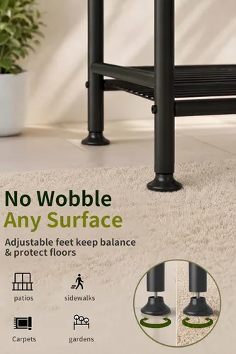 Miniatura 5 de Soporte de metal para plantas de 5 niveles para interiores y exteriores, soporte de flores impermeable para múltiples macetas, soportes resistentes