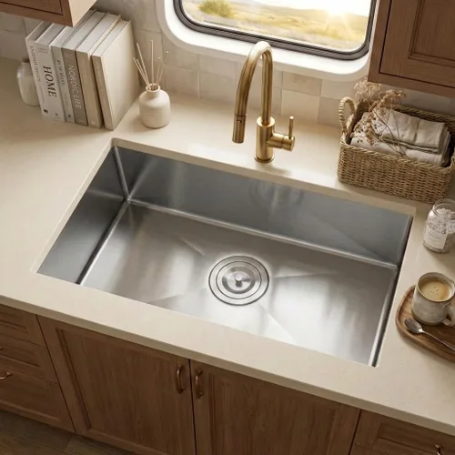Miniatura 2 de MILOSEN Fregadero de cocina para RV, 27''×16''×7'' Fregadero de cocina de acero inoxidable empotrable/bajo encimera, Fregaderos de un solo tazón