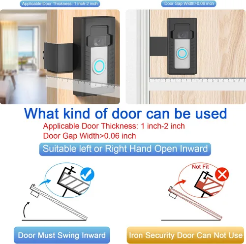 Miniatura 3 de Soporte de puerta antirrobo, soporte de montaje sin taladro, compatible con timbre de video ajustable, accesorios de montaje para el hogar