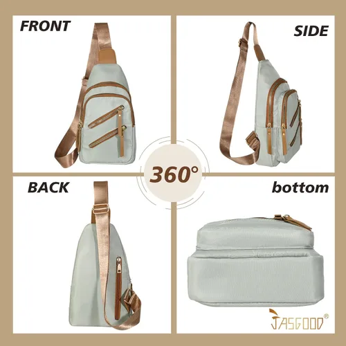 Miniatura 6 de JASGOOD Mochila bandolera pequeña para mujer, cangurera, cangurera, bolsa de hombro para viajes, D-light Verde