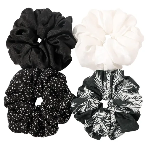 Miniatura 11 de Coleteros Negros para el Cabello para Mujeres - Coleteros Grandes de Satén Extra Grandes Jumbo Gigantes de Gran Tamaño Lindos para Cabello Rizado