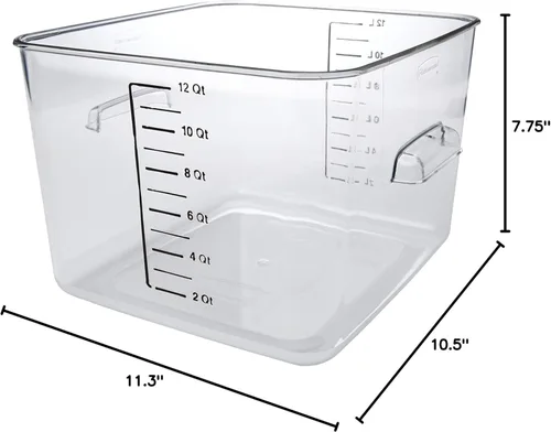 Miniatura 9 de Rubbermaid Commercial Products Contenedor de almacenamiento de alimentos cuadrado para ahorrar espacio 12 cuartos de galón transparente