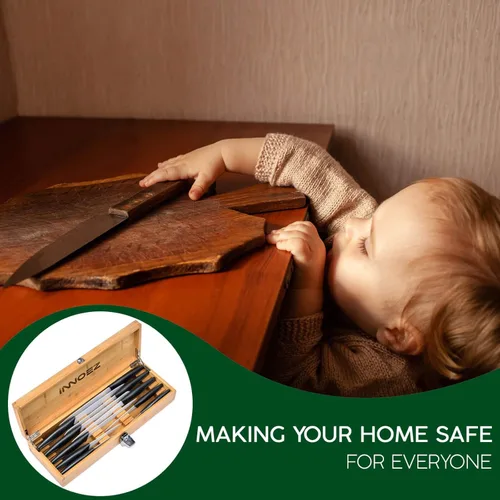 Miniatura 2 de Caja de seguridad de bambú para cuchillos de cocina, organizador de cajones de cuchillos, caja de almacenamiento con cerradura y llave para mantener