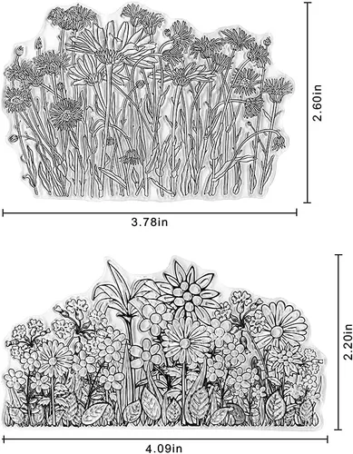Miniatura 2 de Sellos transparentes de fondo de flores y hojas para hacer tarjetas, manualidades de papel, plantas, girasol, rama de flores de silicona