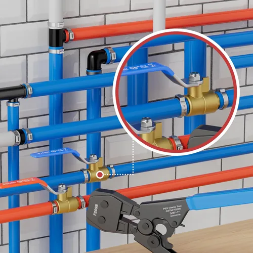 Miniatura 7 de Paquete de 2 válvulas de bola EFIELD Pex Brass de 1/2 pulgada con cierre de puerto completo, caliente y frío, (VALVE001)