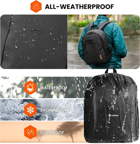 Miniatura 5 de TARION Mochila para cámara pequeña – Estuche profesional para fotografía DSLR con compartimento para laptop de 13 pulgadas y cubierta impermeable