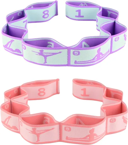 Miniatura 9 de Correa elástica de estiramiento para yoga con bucles, correas de estiramiento CEILIWEN para terapia física, banda elástica de estiramiento de 11
