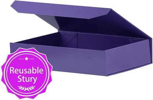Miniatura 5 de Paquete de 5 cajas de regalo moradas con tapas, pequeñas de 12 x 8 x 2.7 pulgadas, cajas de regalo de ropa para regalos, camisas con cinta, cajas