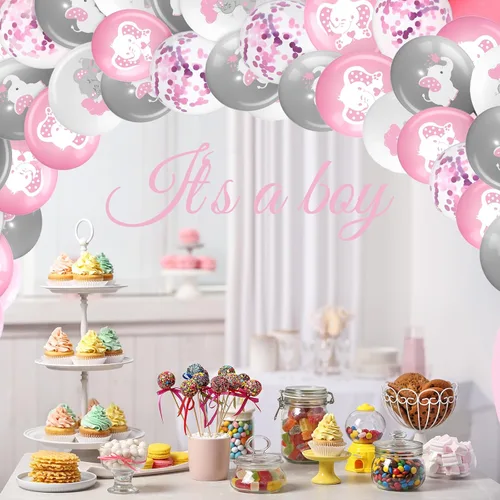 Miniatura 6 de Aoriher 45 globos de elefante de 12 pulgadas, globo de elefante para baby shower, para bebés, niños y niñas, revelación de género, suministros