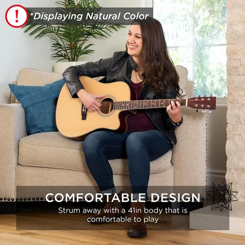 Miniatura 6 de Best Choice Products Guitarra Acústica para Principiantes de 41 Pulgadas, Tamaño Completo, Toda de Madera con Cutaway, Juego de Inicio con Funda