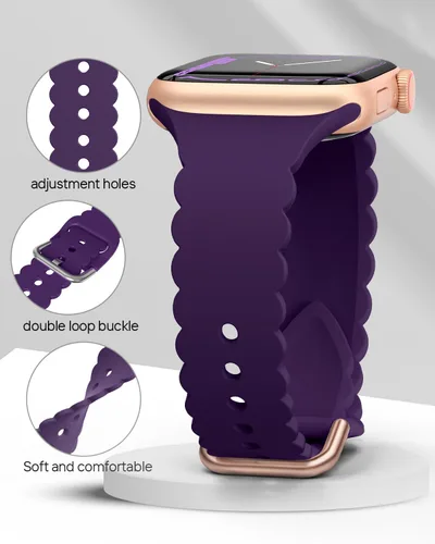 Miniatura 6 de Sunnywoo - Correa deportiva de encaje de silicona compatible con Apple Watch de 38, 40, 41, 42, 44, 45, 46 y 49 mm para mujeres, correa de muñeca