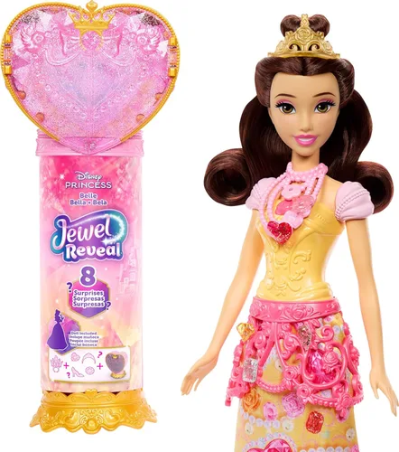 Miniatura 7 de Mattel Disney Frozen Muñeca de moda Anna con accesorios y 8 sorpresas, incluyendo caja de gemas de copos de nieve, anillo para niños y 9 piezas