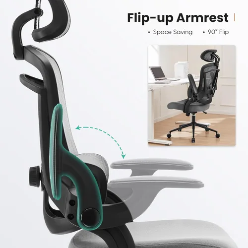 Miniatura 7 de Sweetcrispy Silla de escritorio ergonómica de oficina ejecutiva, sillas de malla para el hogar de 300 libras con ruedas, reposacabezas 2D, soporte