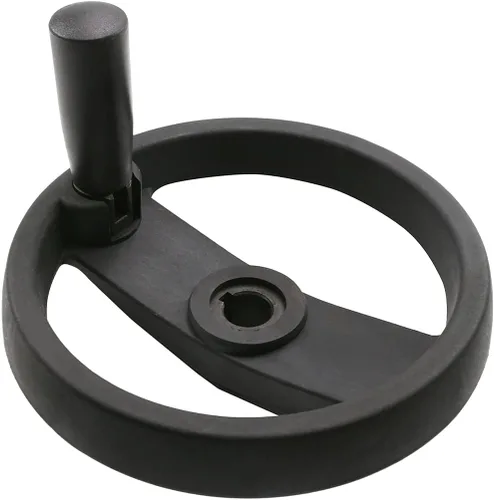 Bettomshin Volante de torno antideslizante de 6.30 pulgadas, 2 lados PP negro con mango plegable, diámetro del agujero central de 0.630 in/0.63