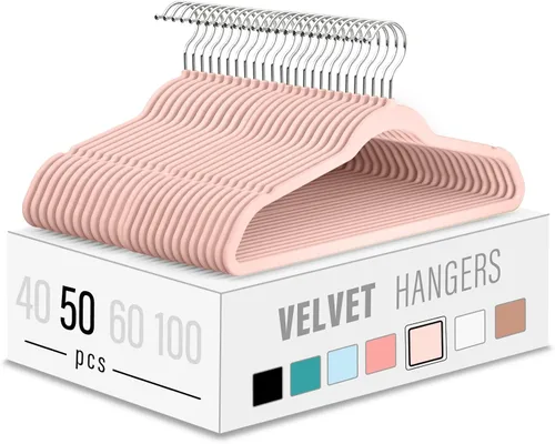 Miniatura 9 de Perchas de Terciopelo para Ropa (Paquete de 50) Resistentes y Duraderas Perchas para Trajes Perchas de Colores Vibrantes Ligeras que Ahorran Espacio