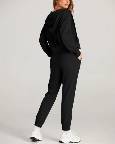 Miniatura 5 de Amkoyam Conjunto de dos piezas para mujer, de manga larga, con cremallera, sudadera con capucha y pantalones largos